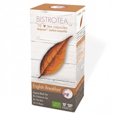 Arbatos kapsulės, tinkančios Nespresso kavos aparatams Bistrotea English Breakfast