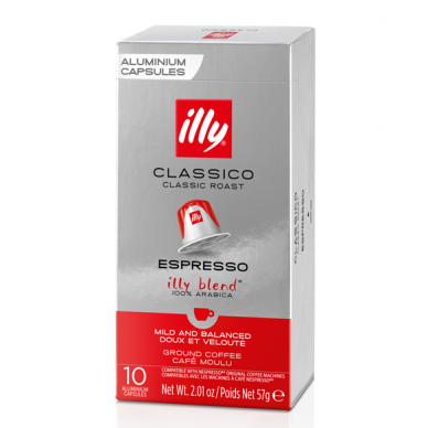 Kavos kapsulės tinkančios Nespresso kavos aparatams Illy Classico Espresso 10 vnt.