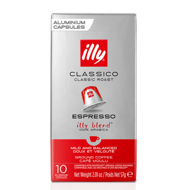 Kavos kapsulės tinkančios Nespresso kavos aparatams Illy Classico Espresso 10 vnt. 2