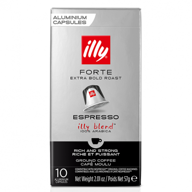 Kavos kapsulės tinkančios Nespresso kavos aparatams Illy Forte Espresso 10 vnt. 1