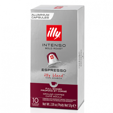Kavos kapsulės tinkančios Nespresso kavos aparatams Illy Intenso Espresso 10 vnt.